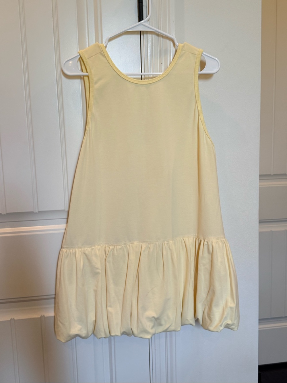 Light Yellow Sleeveless Bubble Hem Athletic Dress with matching biker shorts